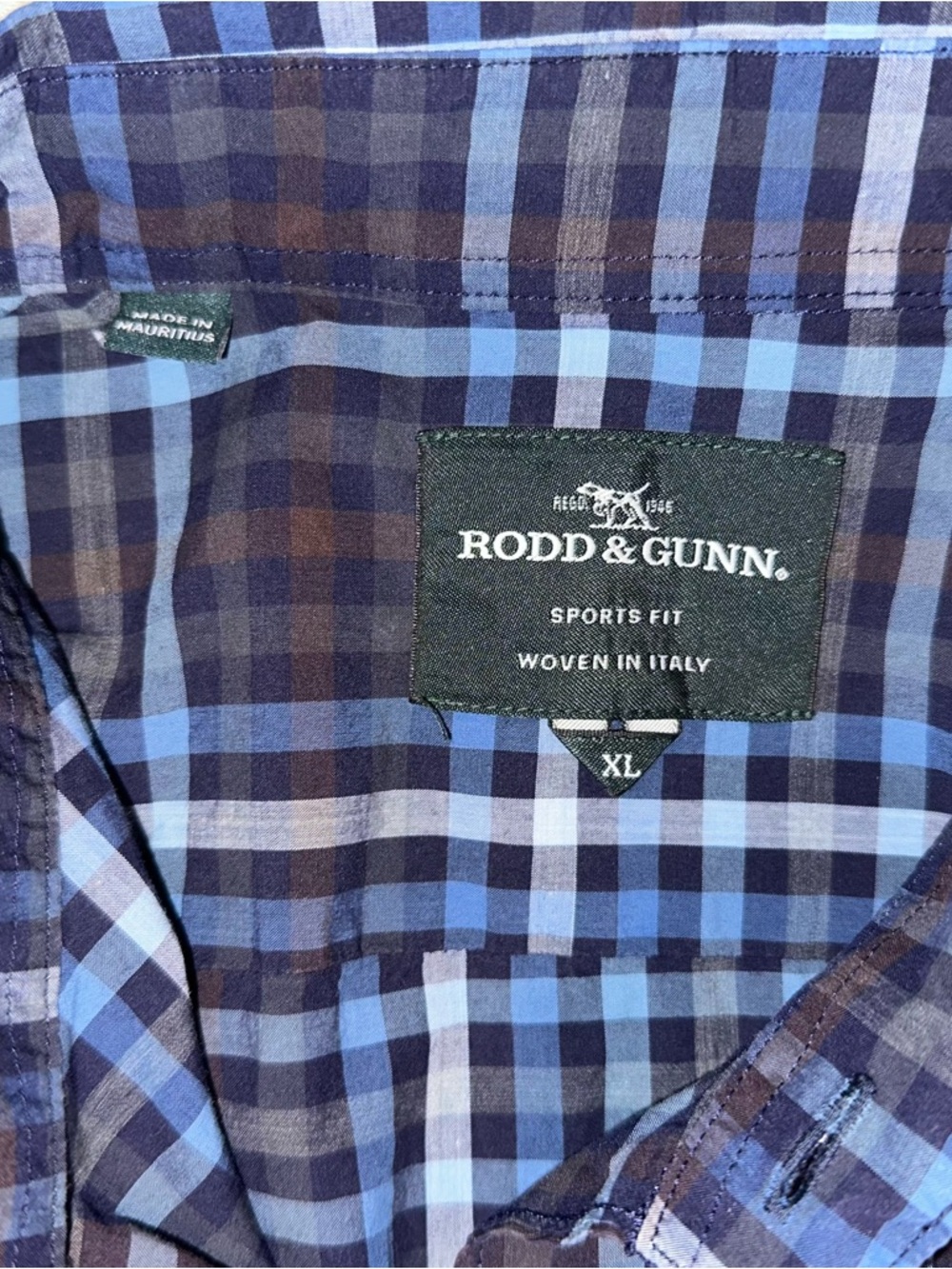 Rodd & Gunn Mens Shirt Cotton Blue Brown Plaid Long Sleeve Button Up Sz XL - Picture 3 of 9